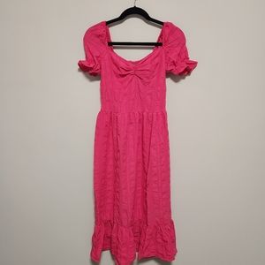 NWT Zara Smocked Pink Midi Dress Size Medium